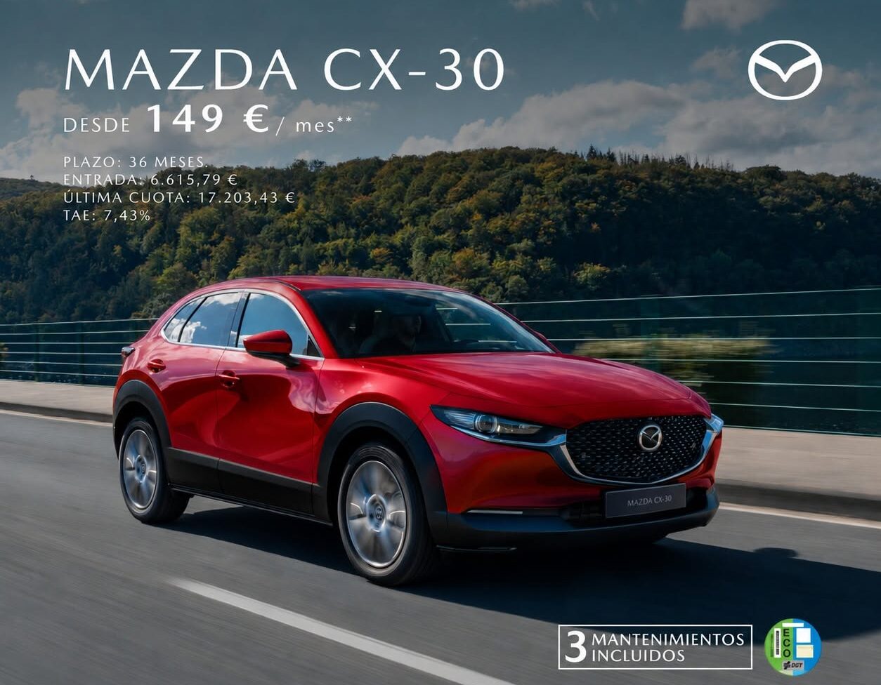 Mazda CX-30 desde 149€/mes con FlexiOpción Solo en Mazda Saracosta