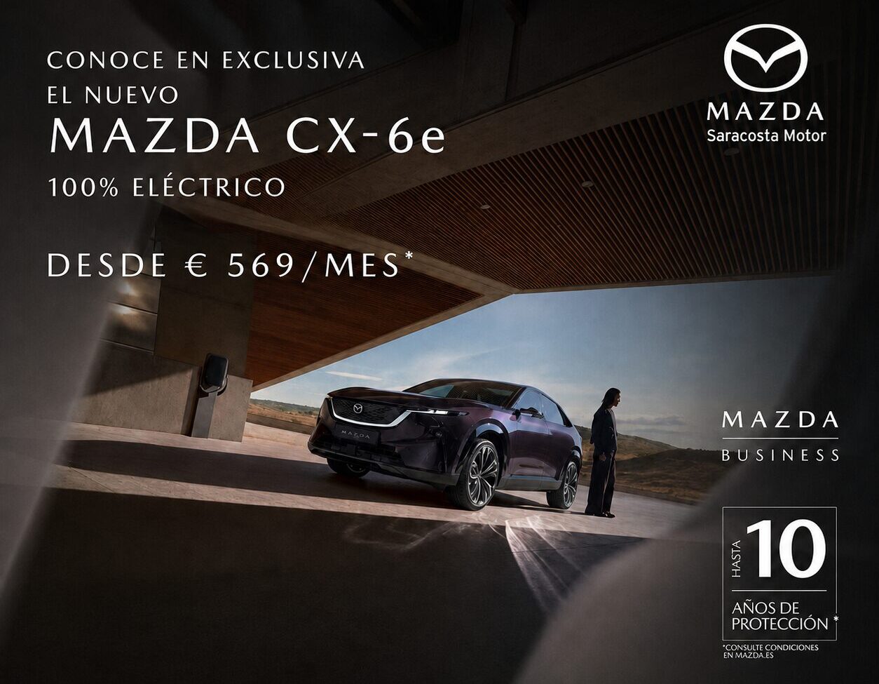 Mazda CX-6e 100% eléctrico desde 569 €/mes en Zaragoza Descubre el Mazda CX-6e 100% eléctrico desde 569 €/mes y sin entrada
